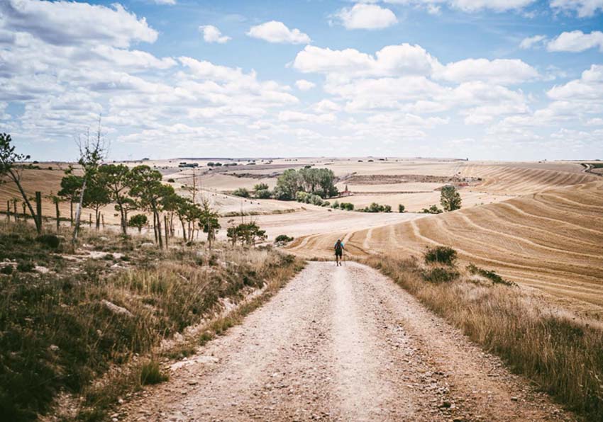 Paisaje con una persona caminando